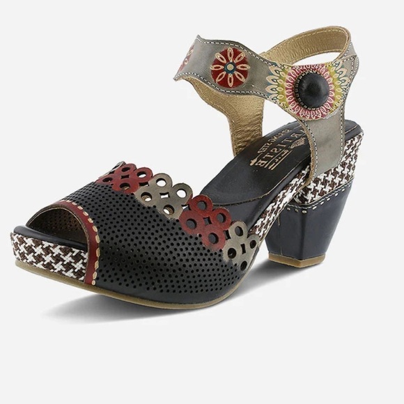 NEW Spring Step L'Artiste Jive Leather Platform Heel Sandals Size 41 (9.5-10) - Picture 2 of 6